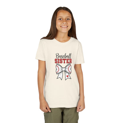 Baseball Sister Youth Short Sleeve Tee – Cute Kids Sports Shirt | Soft & Comfy Game Day Top for Young Fans
