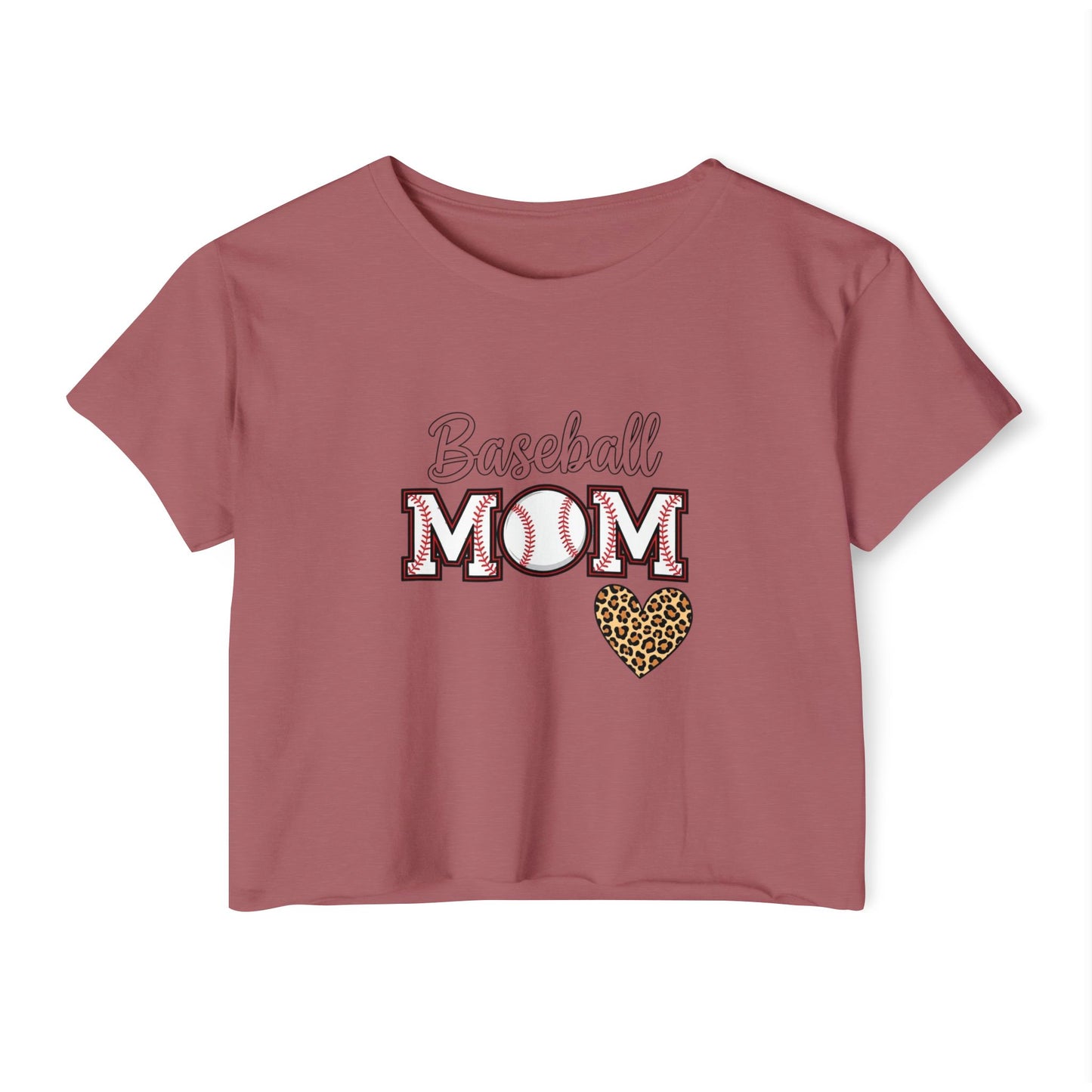 Baseball Mom Festival Crop Top – In My Baseball Mom Era Scoop Neck Tee | Lightweight Raw Hem Crop Shirt | Trendy Game Day Apparel