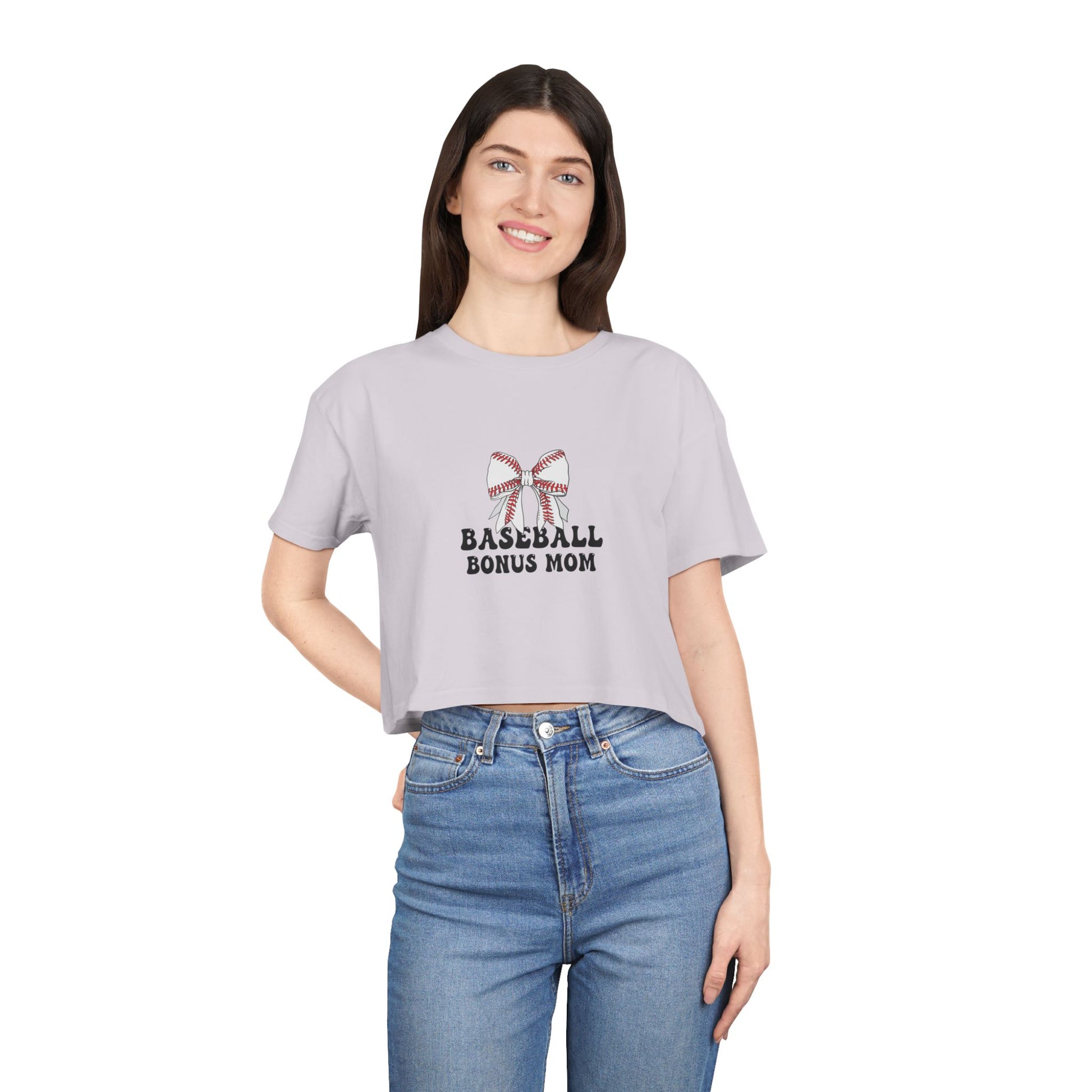 Baseball Bonus Mom Women's Crop Tee - The Sideline Tribe
