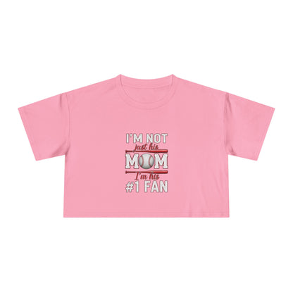 Mom’s #1 Fan Crop Tee – Relaxed Fit Women’s Crop Top | Soft Combed Cotton Game Day Shirt | Trendy Sports Mom Apparel