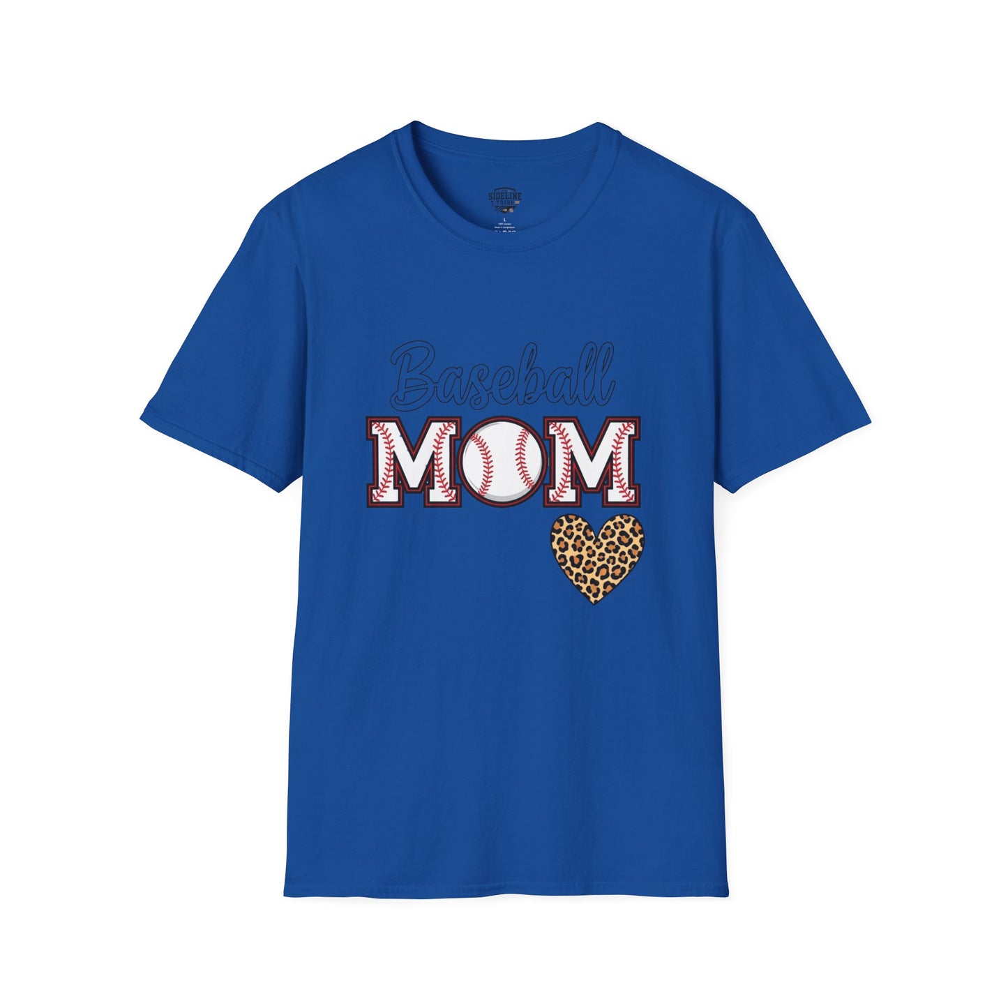 Baseball Mom Leopard Heart T-Shirt – Softstyle Unisex Tee | Trendy Game Day Shirt | Cute Animal Print Baseball Mom Top