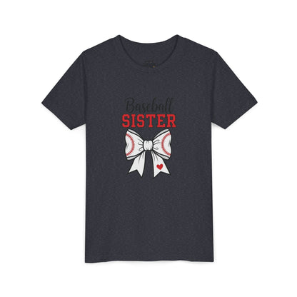 Baseball Sister Youth Short Sleeve Tee – Cute Kids Sports Shirt | Soft & Comfy Game Day Top for Young Fans