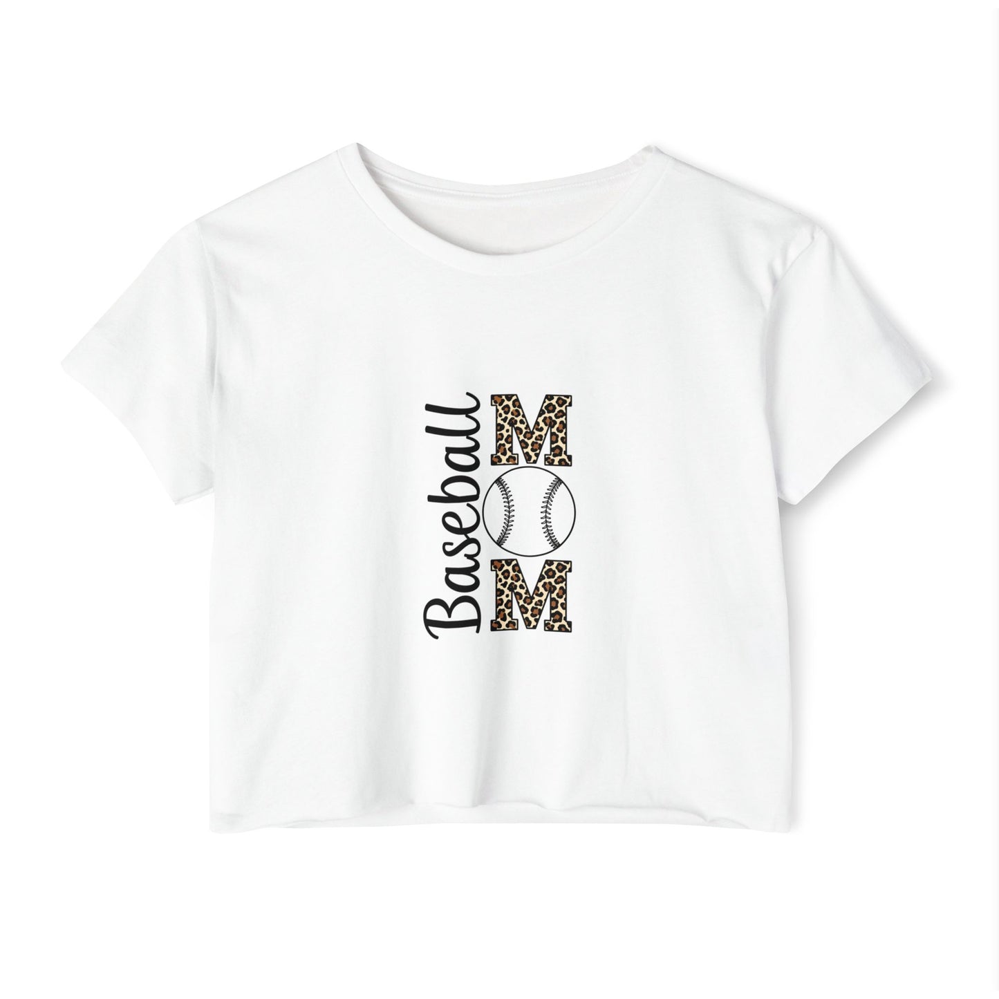Baseball Mom Crop Top – Lightweight Scoop Neck Festival Tee | Trendy Game Day Shirt | Casual Sports Mom Apparel