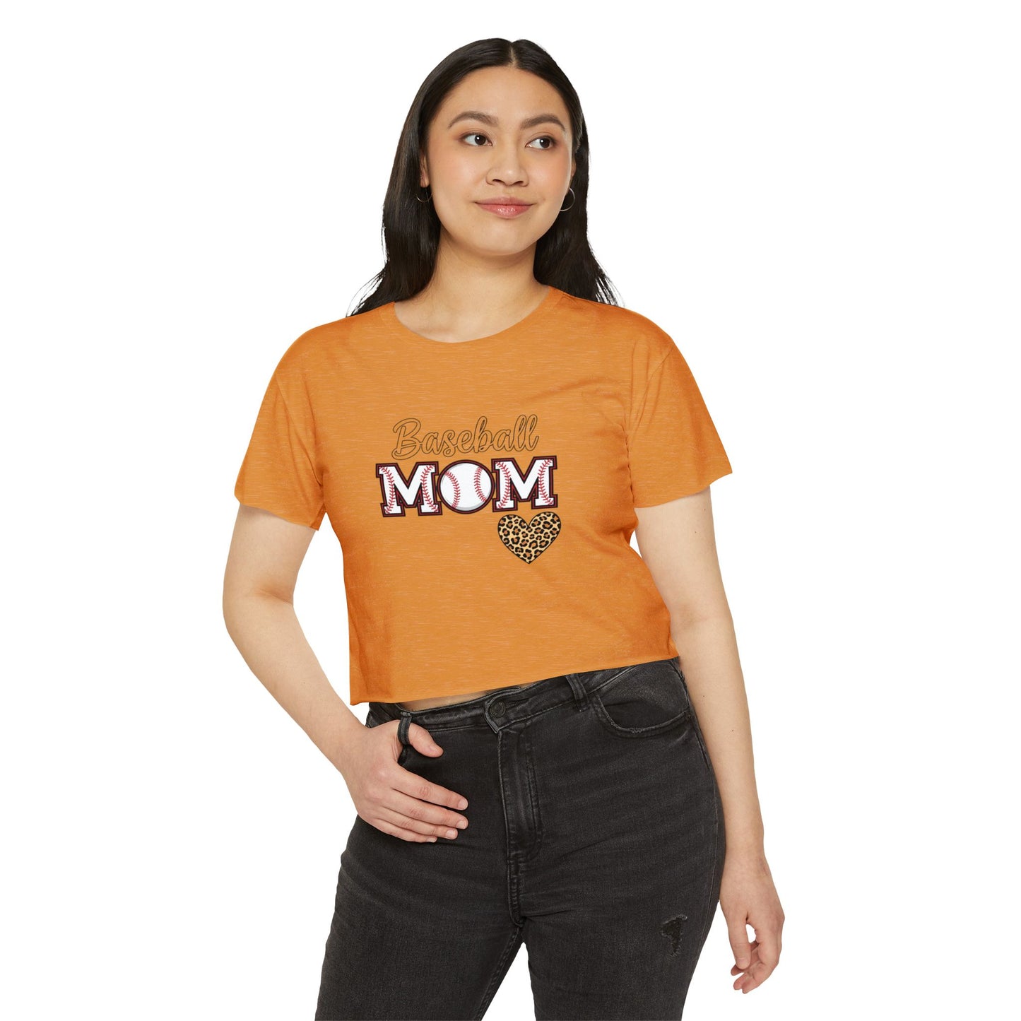 Baseball Mom Festival Crop Top – In My Baseball Mom Era Scoop Neck Tee | Lightweight Raw Hem Crop Shirt | Trendy Game Day Apparel