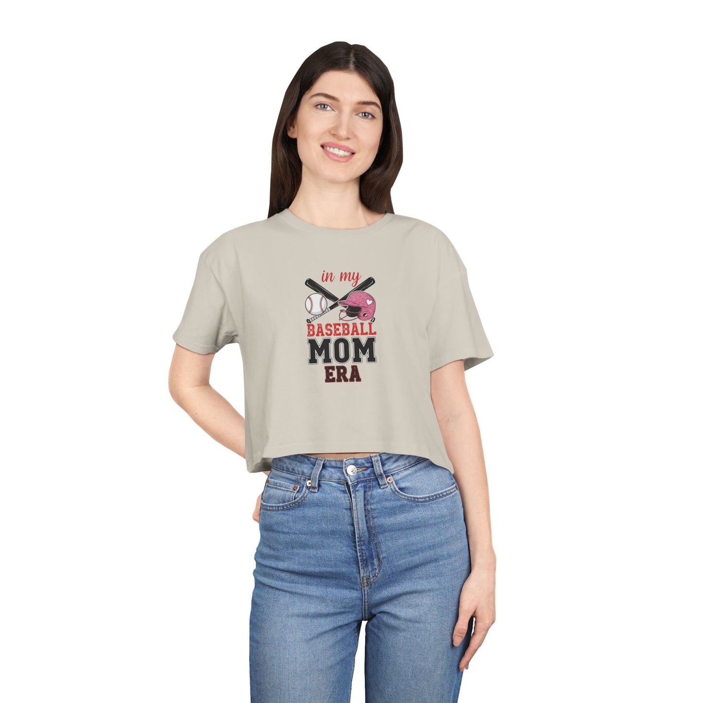 Baseball Mom Crop Tee – Trendy Women's Shirt for Game Day Style - The Sideline Tribe