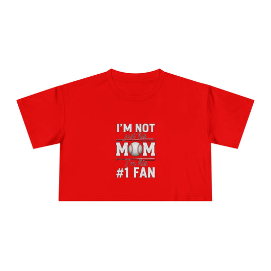 Mom’s #1 Fan Crop Tee – Relaxed Fit Women’s Crop Top | Soft Combed Cotton Game Day Shirt | Trendy Sports Mom Apparel