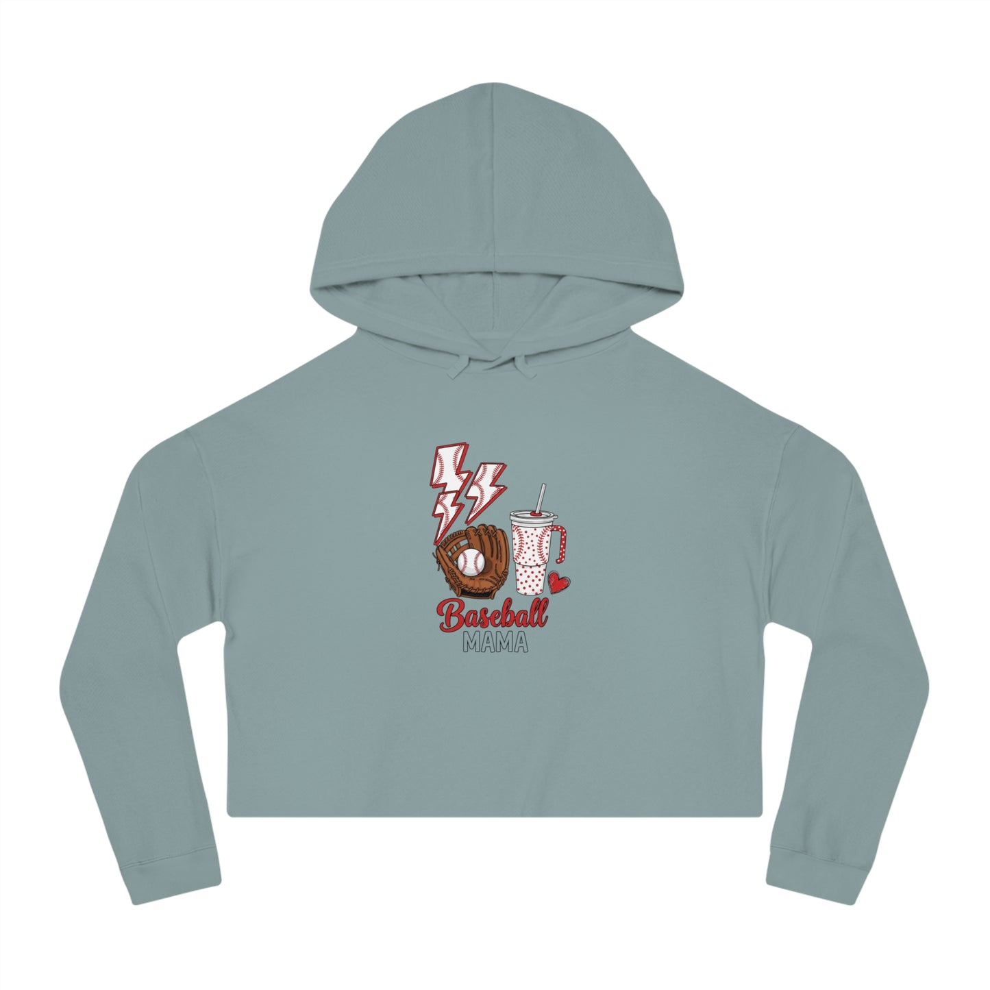 Baseball Vibes Cropped Hoodie for Women – Trendy Game Day Sweatshirt | Cozy Cotton-Poly Blend | Stylish Baseball Mom Hoodie