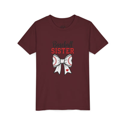 Baseball Sister Youth Short Sleeve Tee – Cute Kids Sports Shirt | Soft & Comfy Game Day Top for Young Fans