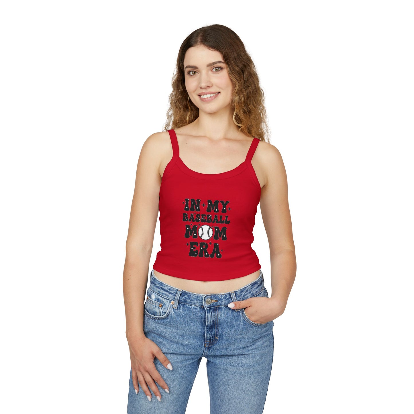 In My Baseball Mom Era Tank Top – Women’s Spaghetti Strap Racer Tank | Soft Cotton-Poly Blend | Trendy Game Day & Summer Apparel