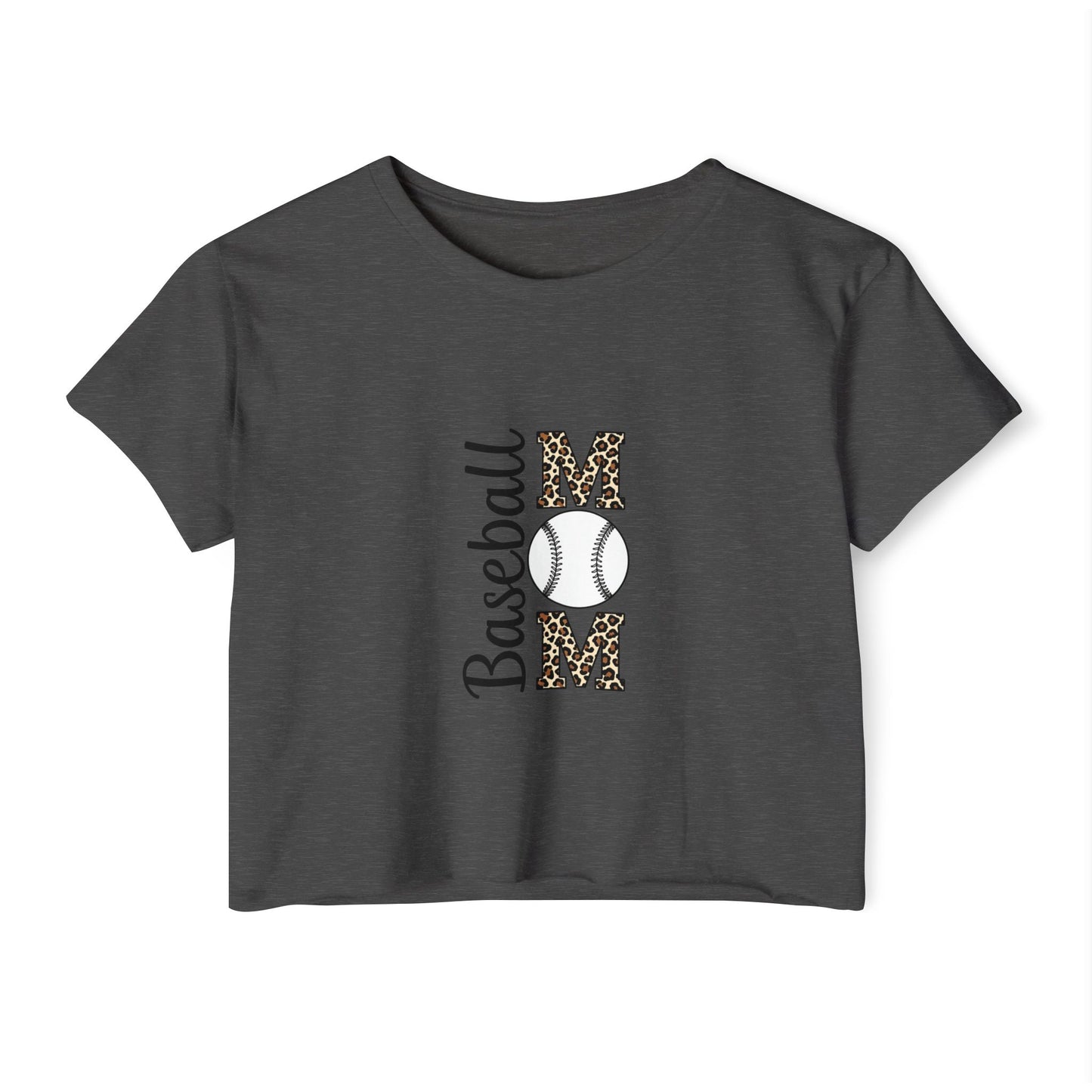 Baseball Mom Crop Top – Lightweight Scoop Neck Festival Tee | Trendy Game Day Shirt | Casual Sports Mom Apparel
