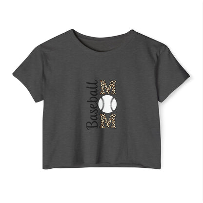 Baseball Mom Crop Top – Lightweight Scoop Neck Festival Tee | Trendy Game Day Shirt | Casual Sports Mom Apparel