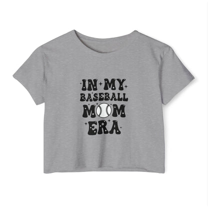 Baseball Mom Crop Top – In My Baseball Mom Era Festival Tee | Lightweight Scoop Neck Crop Shirt | Trendy Game Day Apparel