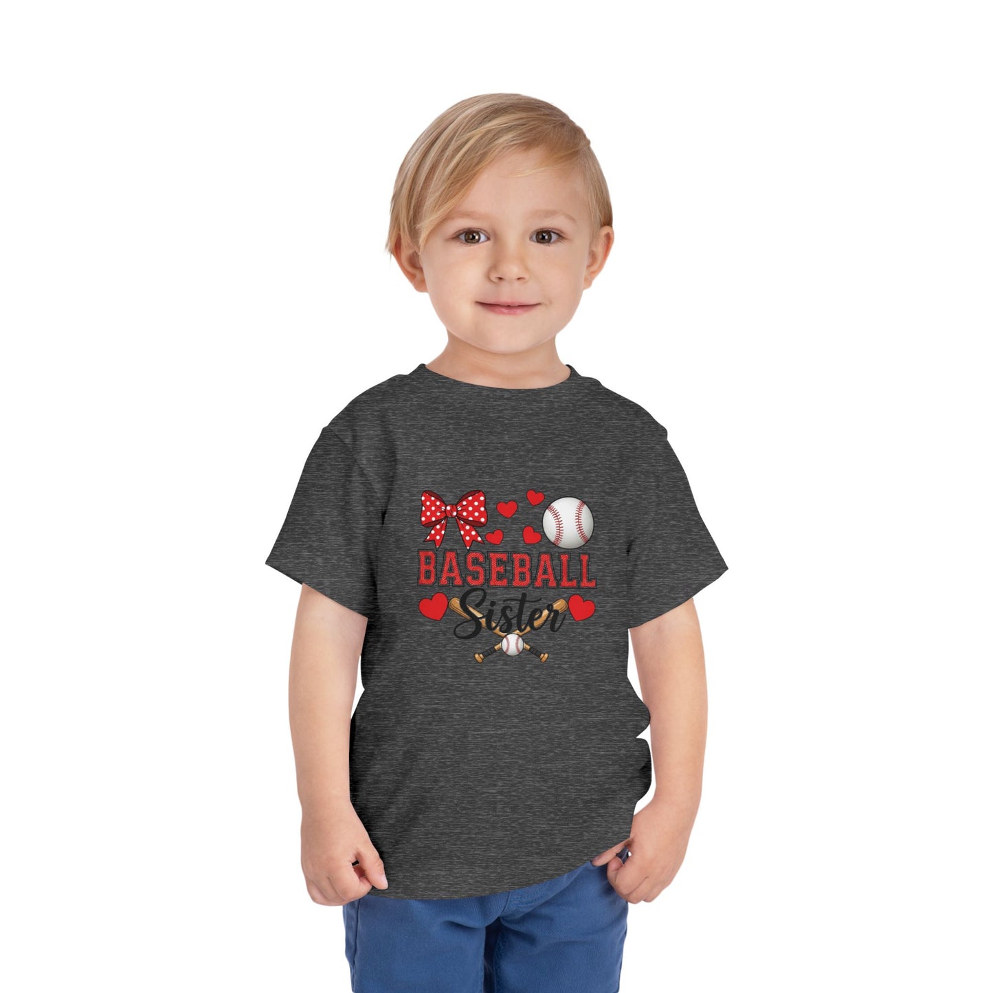 Baseball Sister Toddler Short Sleeve Tee – Soft Cotton Game Day Shirt for Little Fans | Airlume Combed Comfort