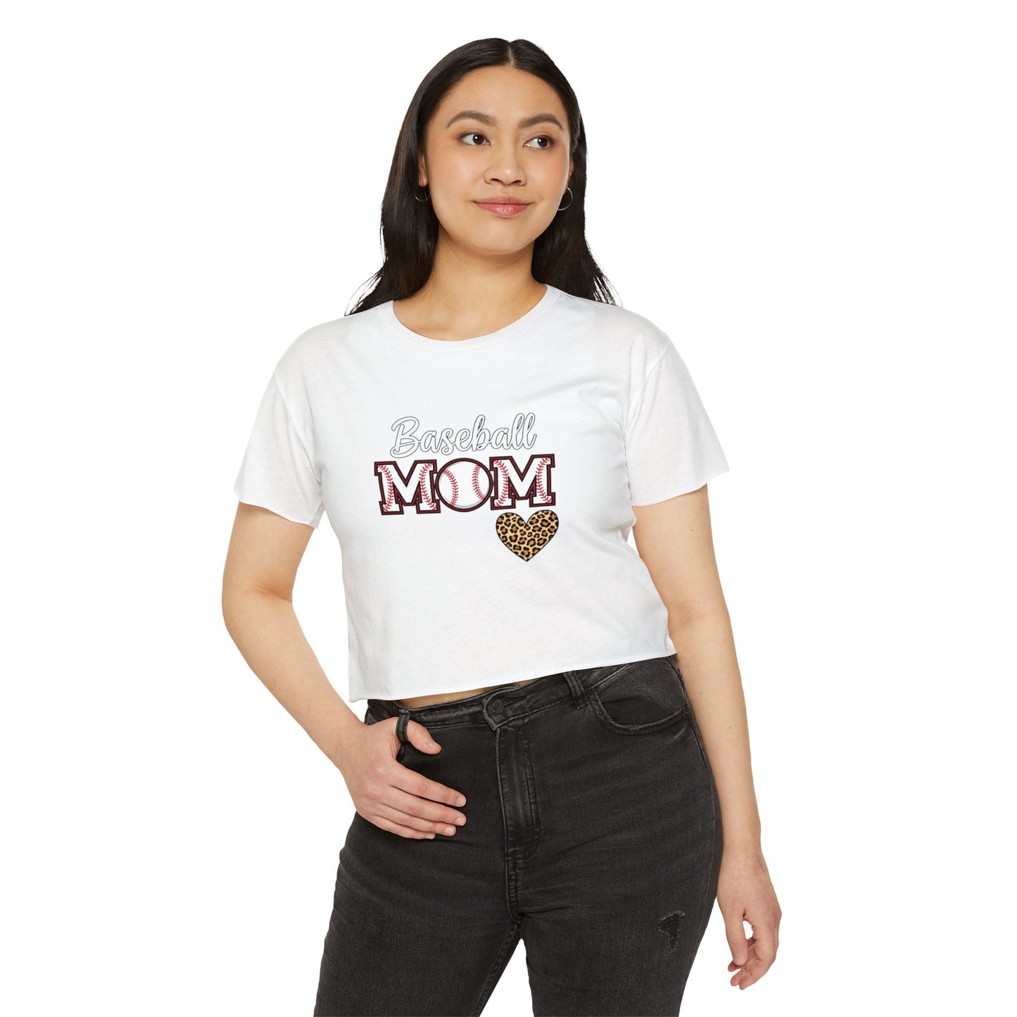 Baseball Mom Festival Crop Top – In My Baseball Mom Era Scoop Neck Tee | Lightweight Raw Hem Crop Shirt | Trendy Game Day Apparel