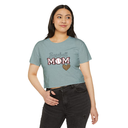 Baseball Mom Festival Crop Top – In My Baseball Mom Era Scoop Neck Tee | Lightweight Raw Hem Crop Shirt | Trendy Game Day Apparel