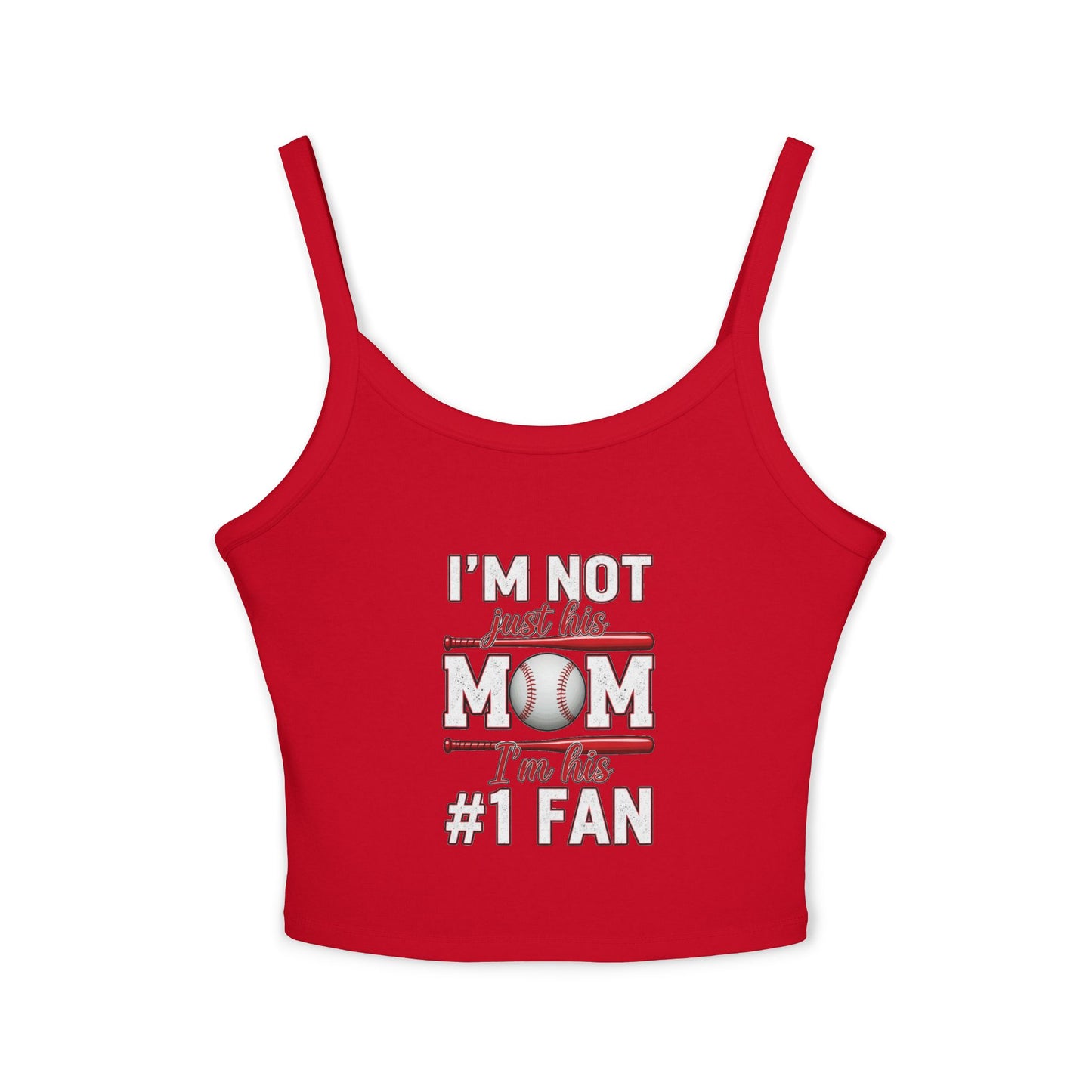 Baseball Mom Spaghetti Strap Tank Top – Soft Cotton-Poly Blend | Thick Strap Mid-Length Tank | Trendy Game Day Top for Sports Moms