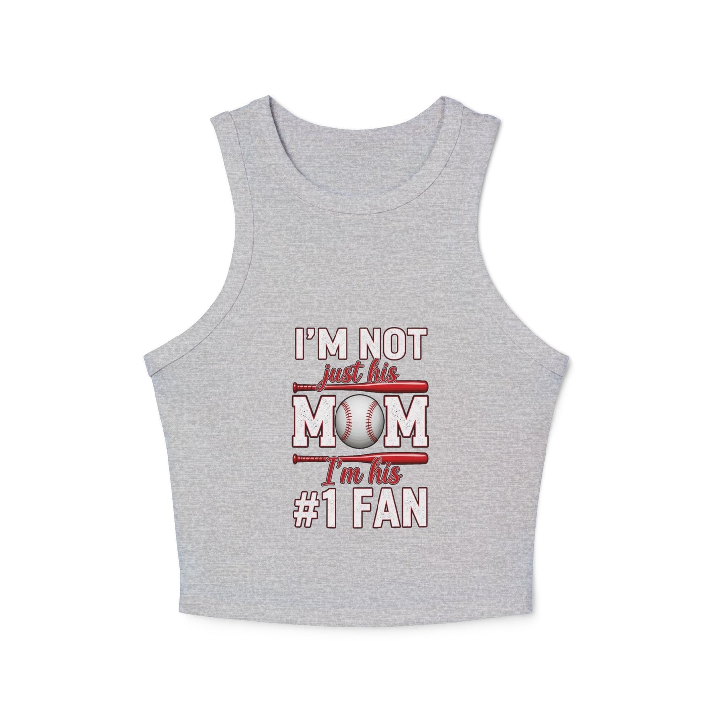 Baseball Mom #1 Fan Tank Top – Fitted Micro Rib High Neck Tank | Soft Cotton-Poly Blend | Stylish Game Day Apparel for Proud Moms
