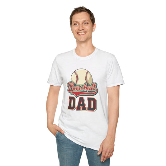 Baseball Dad Softstyle T-Shirt – Classic Game Day Tee | 100% Ring-Spun Cotton | Lightweight Athletic Baseball Dad Shirt