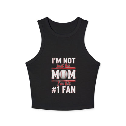 Baseball Mom #1 Fan Tank Top – Fitted Micro Rib High Neck Tank | Soft Cotton-Poly Blend | Stylish Game Day Apparel for Proud Moms