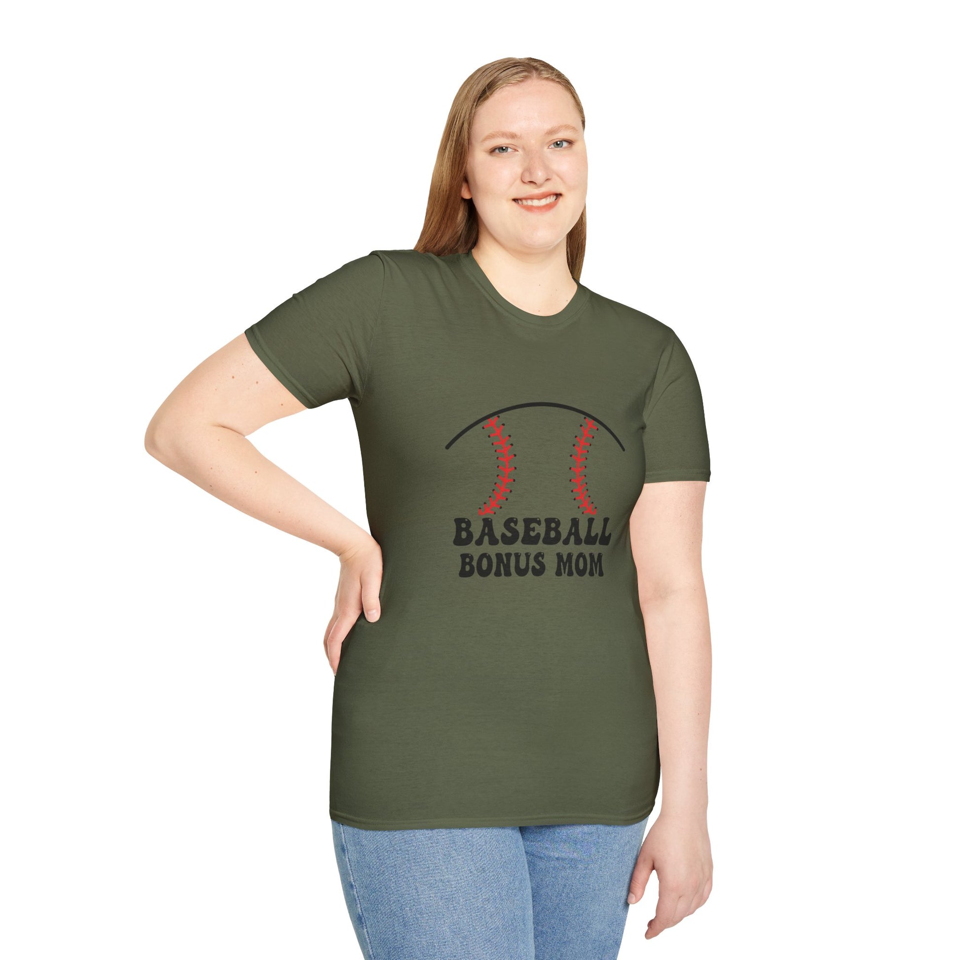 Baseball Bonus Mom Softstyle T-Shirt - The Sideline Tribe