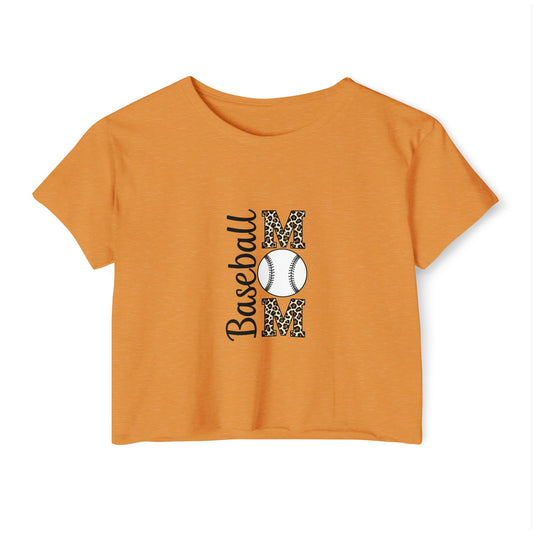 Baseball Mom Crop Top – Lightweight Scoop Neck Festival Tee | Trendy Game Day Shirt | Casual Sports Mom Apparel