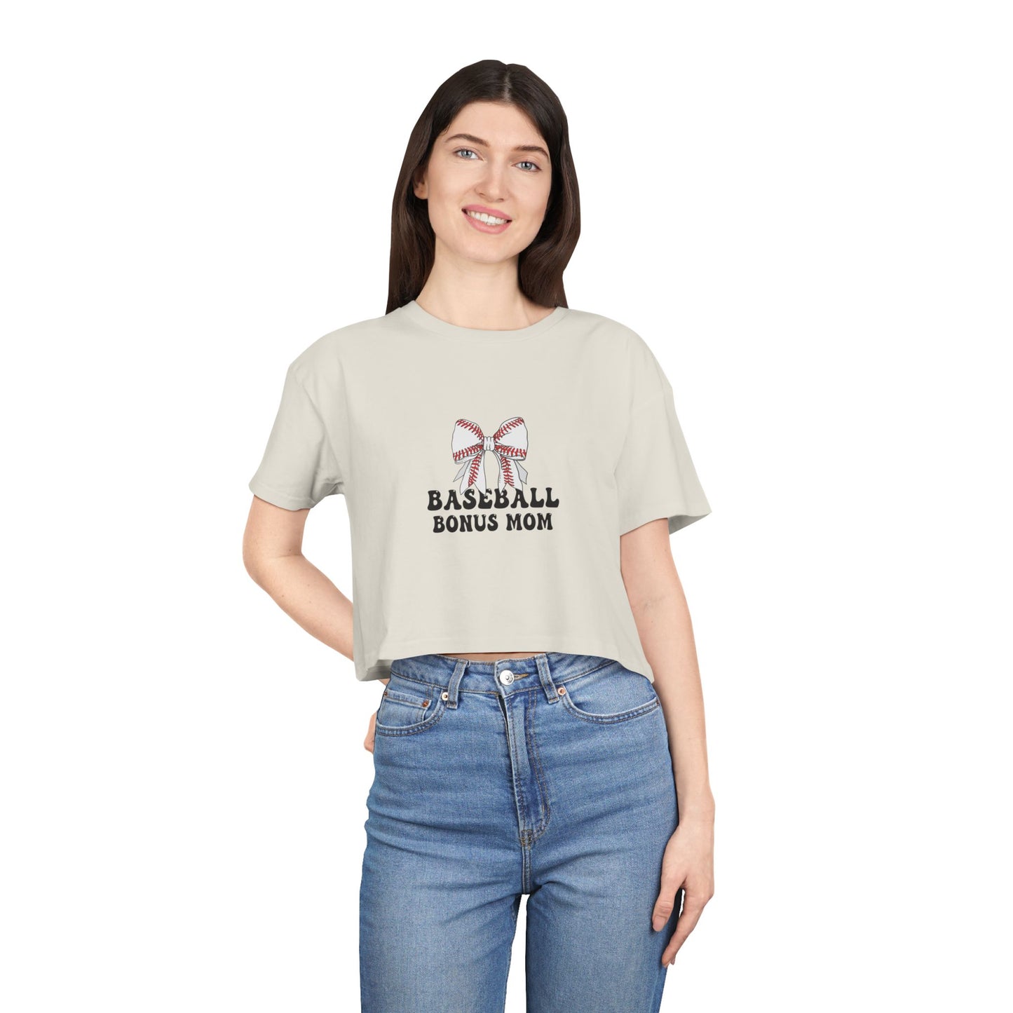 Baseball Bonus Mom Women's Crop Tee - The Sideline Tribe