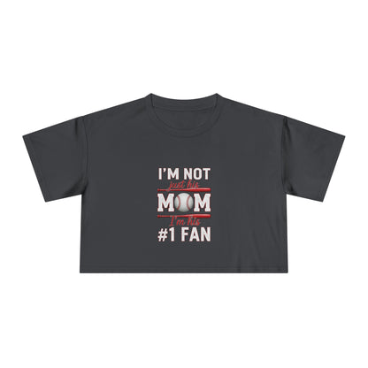 Mom’s #1 Fan Crop Tee – Relaxed Fit Women’s Crop Top | Soft Combed Cotton Game Day Shirt | Trendy Sports Mom Apparel