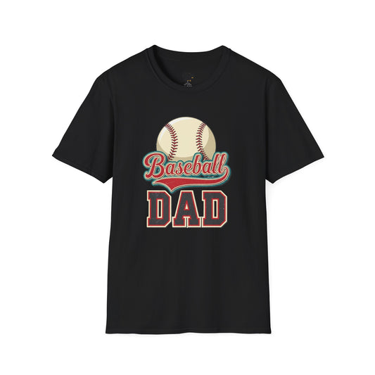 Baseball Dad Softstyle T-Shirt – Classic Game Day Tee | 100% Ring-Spun Cotton | Lightweight Athletic Baseball Dad Shirt