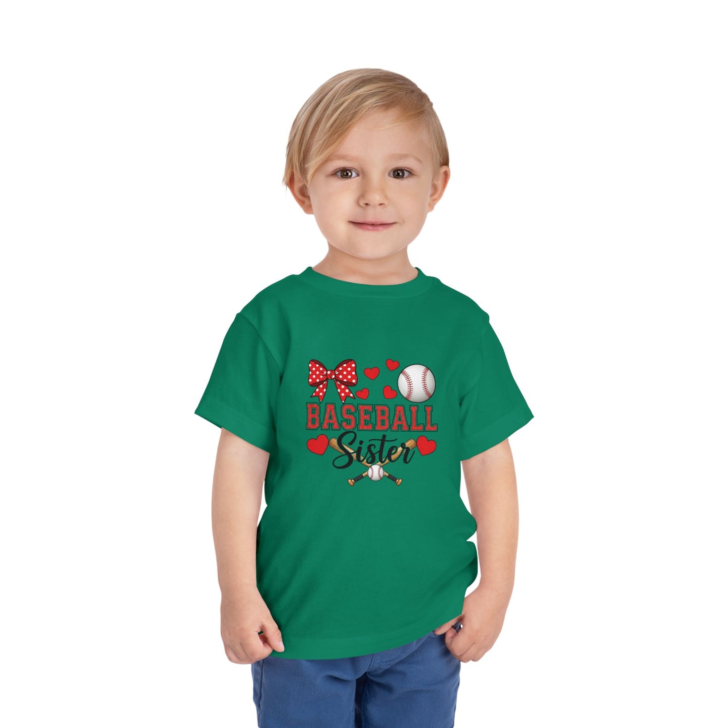 Baseball Sister Toddler Short Sleeve Tee – Soft Cotton Game Day Shirt for Little Fans | Airlume Combed Comfort