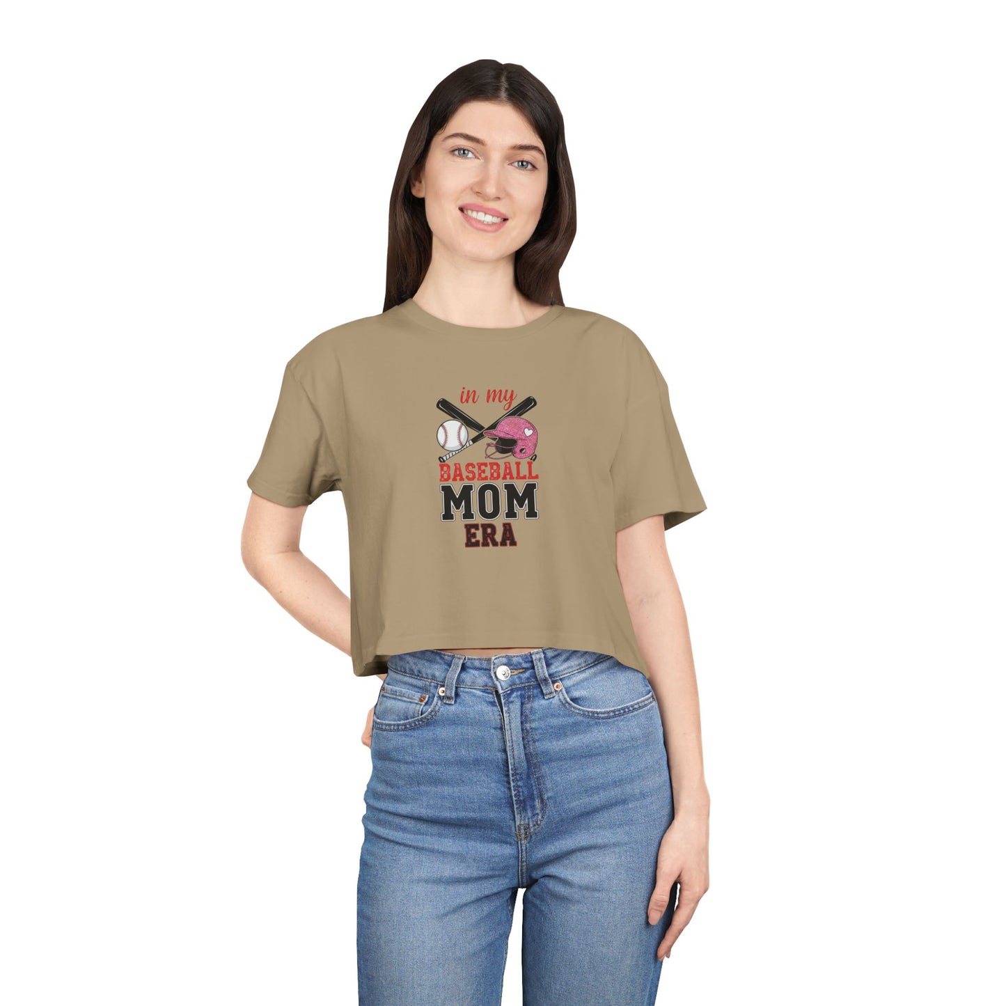 Baseball Mom Crop Tee – Trendy Women's Shirt for Game Day Style - The Sideline Tribe