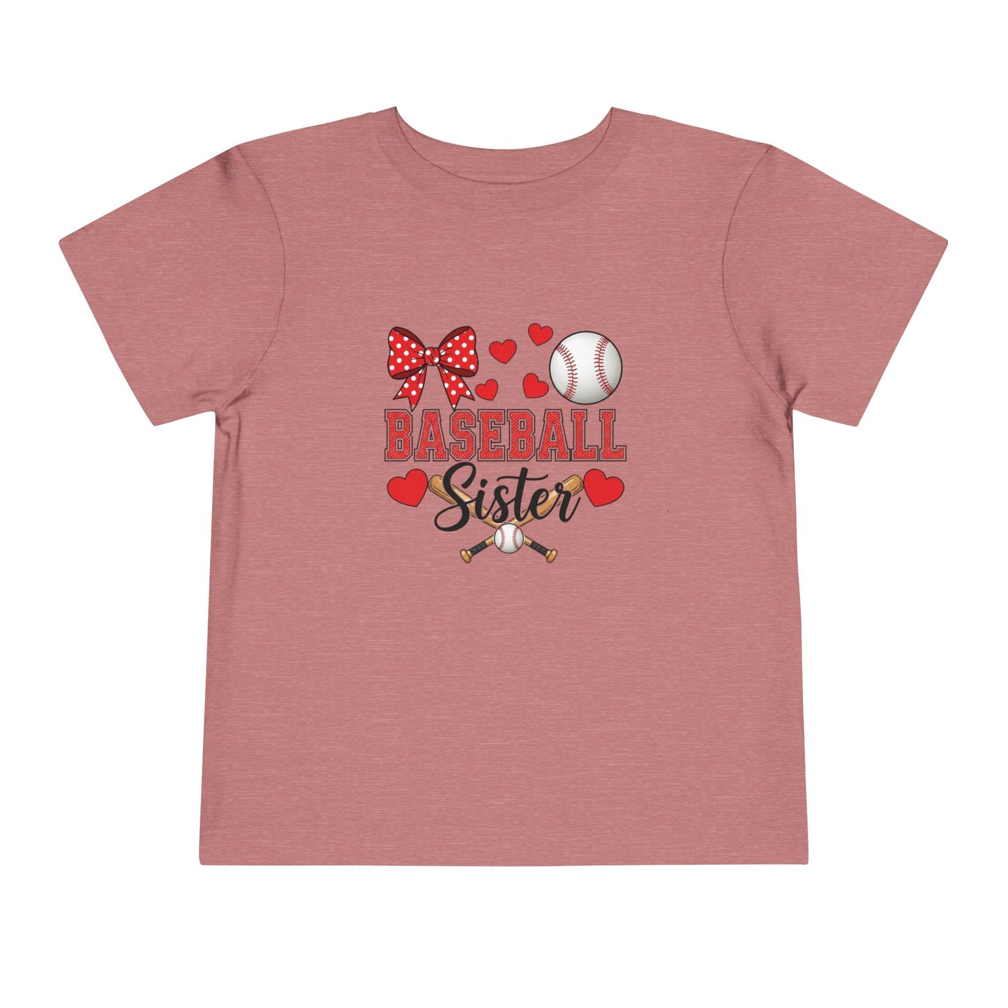 Baseball Sister Toddler Short Sleeve Tee – Soft Cotton Game Day Shirt for Little Fans | Airlume Combed Comfort
