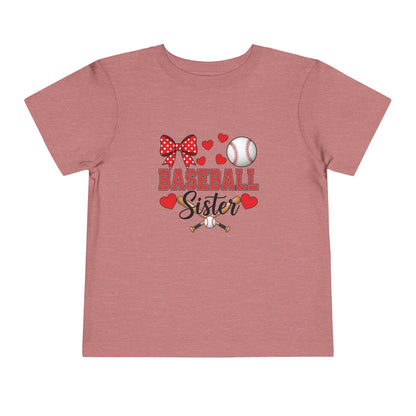Baseball Sister Toddler Short Sleeve Tee – Soft Cotton Game Day Shirt for Little Fans | Airlume Combed Comfort