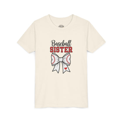 Baseball Sister Youth Short Sleeve Tee – Cute Kids Sports Shirt | Soft & Comfy Game Day Top for Young Fans
