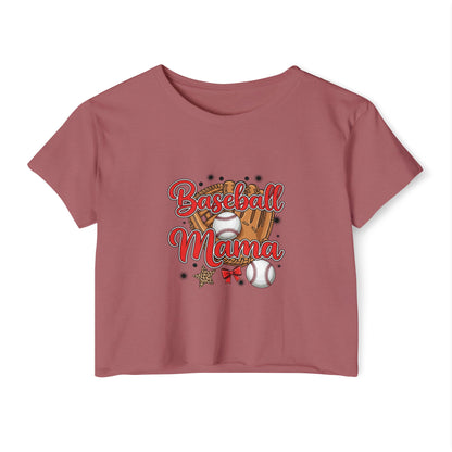 Baseball Mama Women's Festival Crop Top - Cute Summer Tee for Sports Lovers