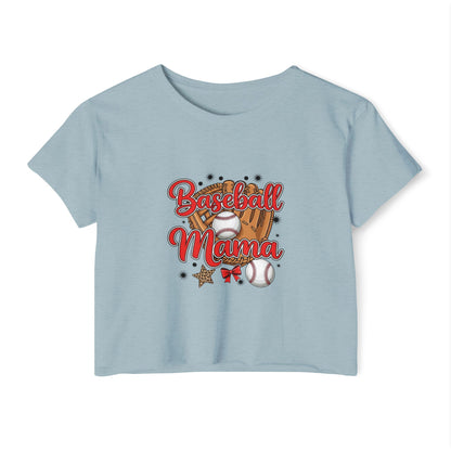 Baseball Mama Women's Festival Crop Top - Cute Summer Tee for Sports Lovers