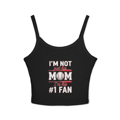 Baseball Mom Spaghetti Strap Tank Top – Soft Cotton-Poly Blend | Thick Strap Mid-Length Tank | Trendy Game Day Top for Sports Moms