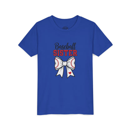 Baseball Sister Youth Short Sleeve Tee – Cute Kids Sports Shirt | Soft & Comfy Game Day Top for Young Fans