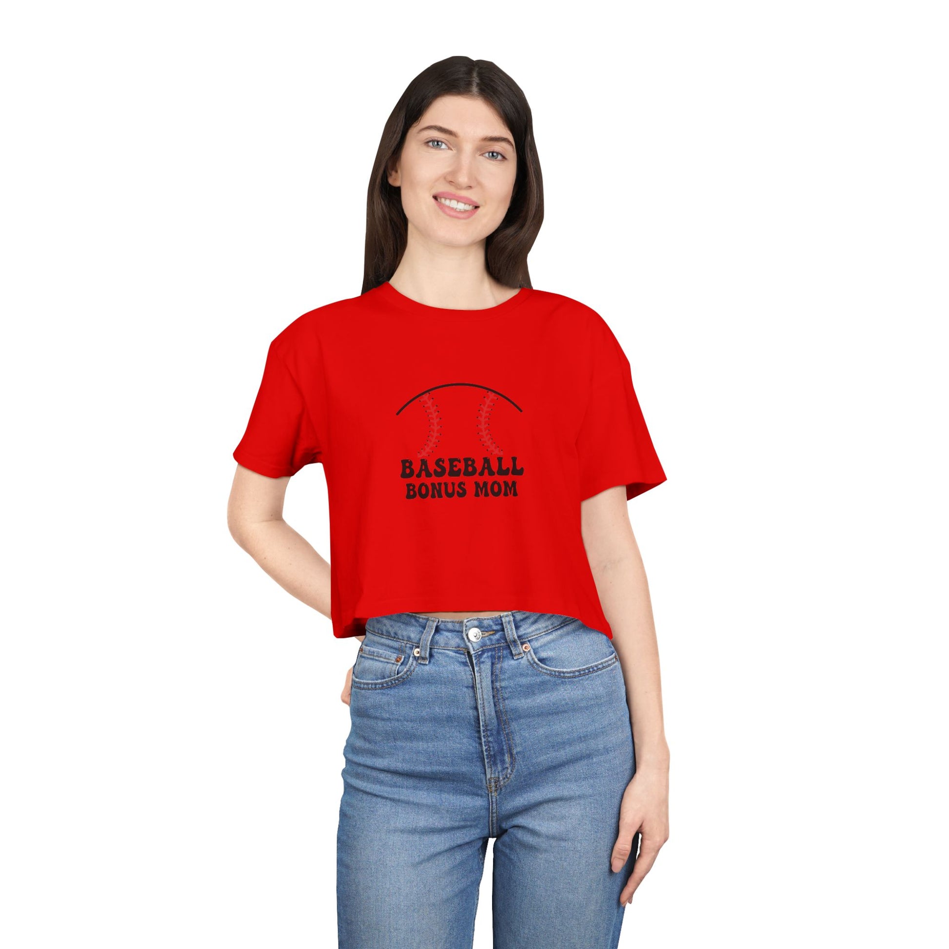 Baseball Bonus Mom Women's Crop Tee - The Sideline Tribe
