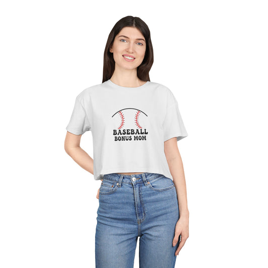 Baseball Bonus Mom Women's Crop Tee - The Sideline Tribe