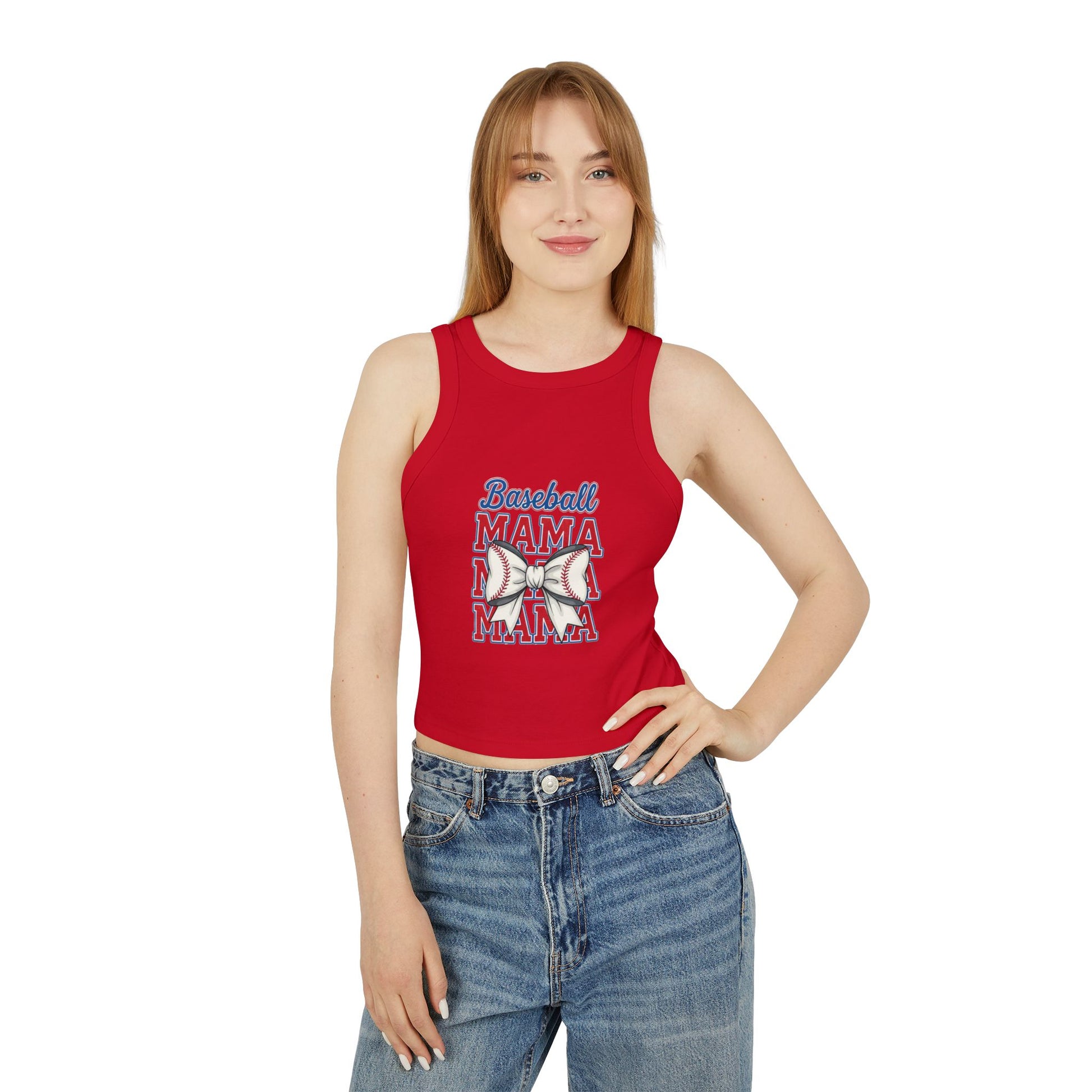 Baseball Mom Micro Rib Racer Tank Top – Fitted Game Day Apparel - The Sideline Tribe