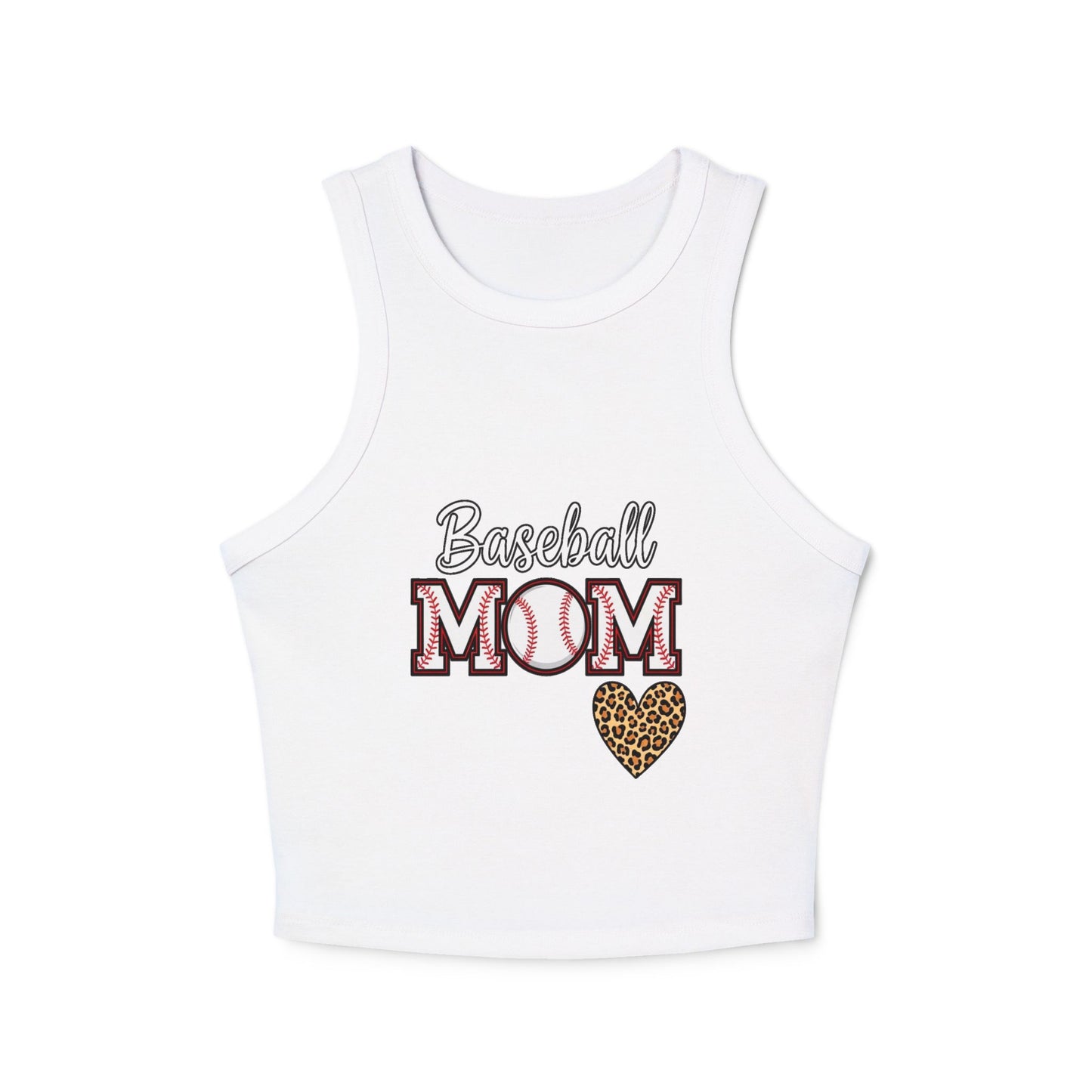 Baseball Mom Micro Rib Racer Tank Top – Fitted High Neck Tank | Chic Game Day Shirt for Sports Moms | Athletic Baseball Mom Apparel