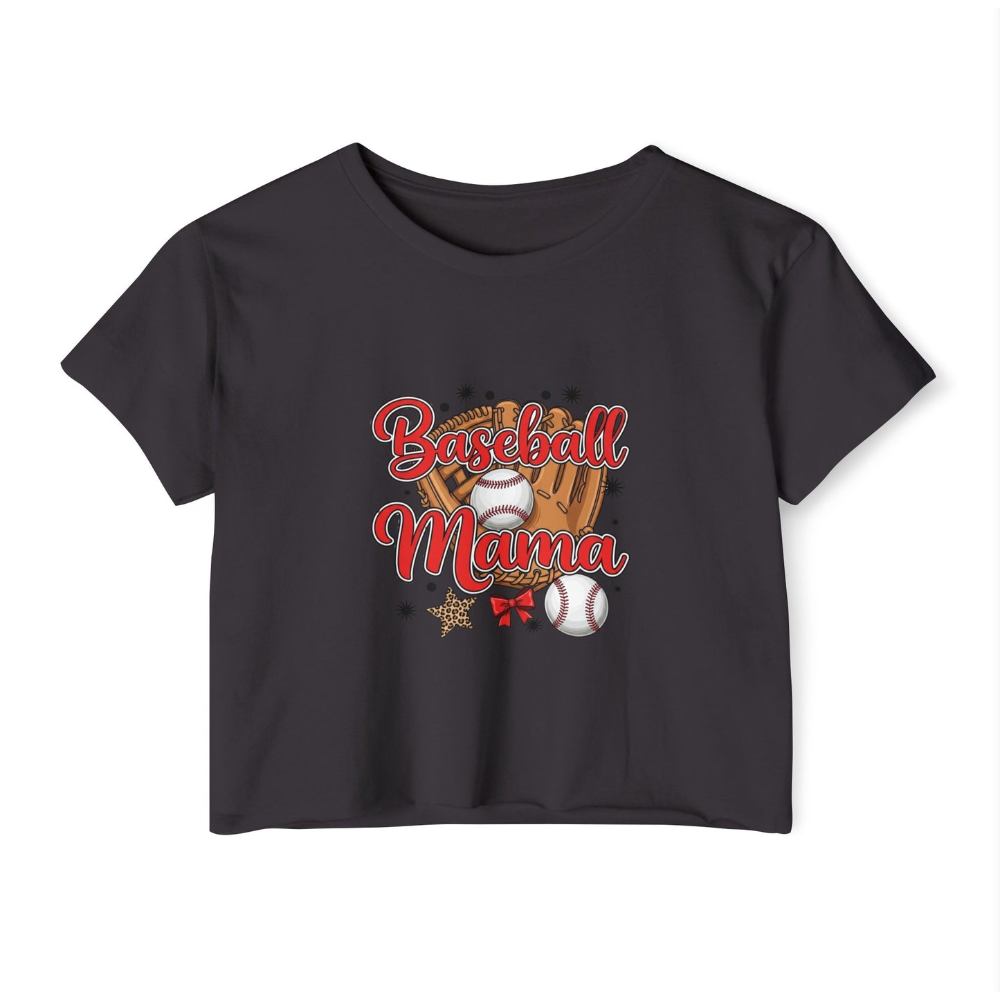 Baseball Mama Women's Festival Crop Top - Cute Summer Tee for Sports Lovers