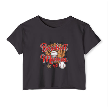 Baseball Mama Women's Festival Crop Top - Cute Summer Tee for Sports Lovers