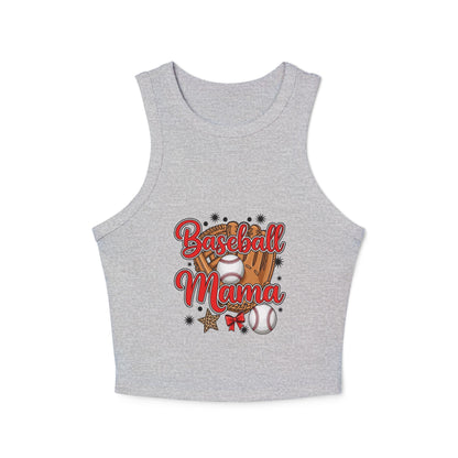 Baseball Mama Micro Rib Racer Tank Top – Fitted High Neck Tank | Baseball Vibes Game Day Shirt | Chic Sports Mom Apparel