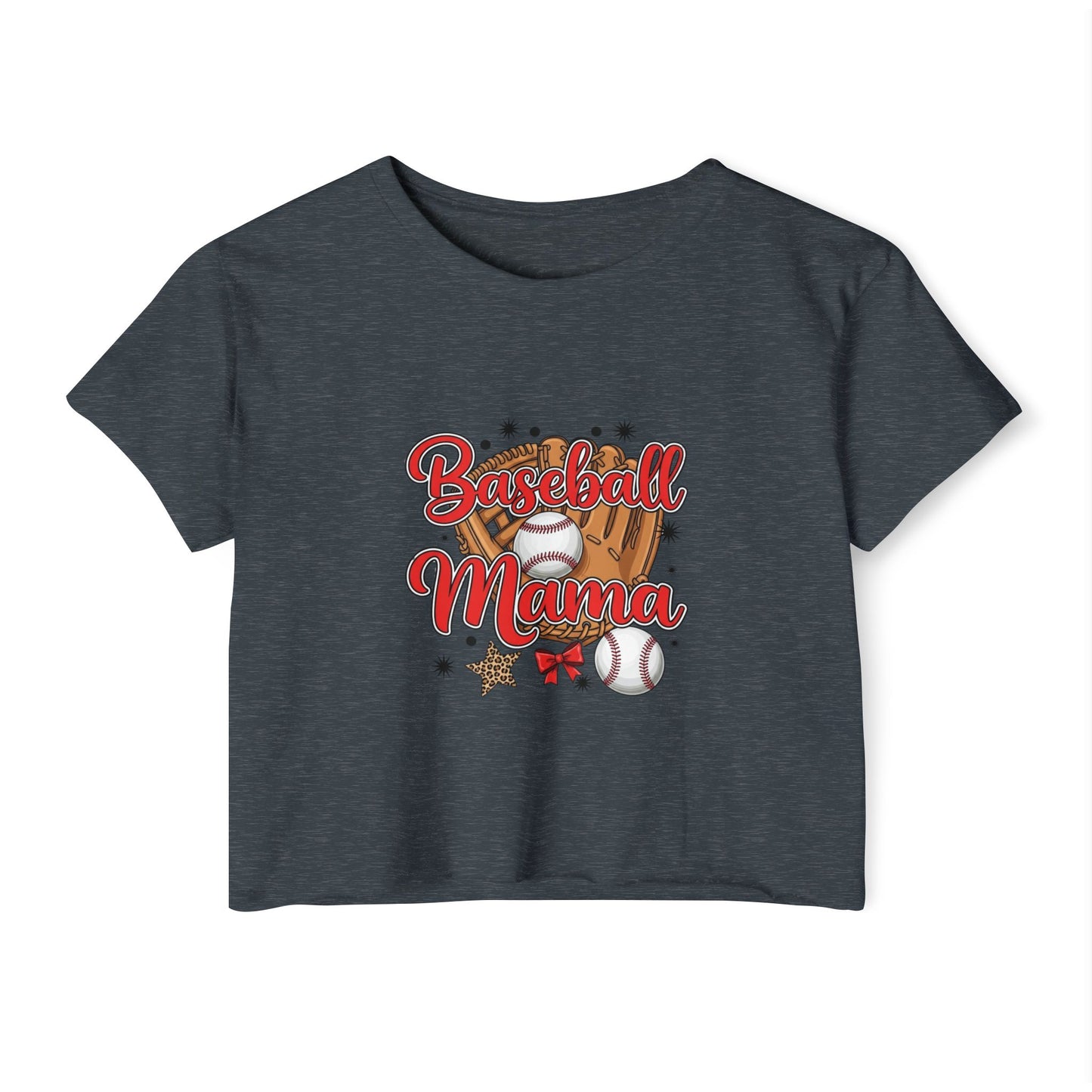 Baseball Mama Women's Festival Crop Top - Cute Summer Tee for Sports Lovers