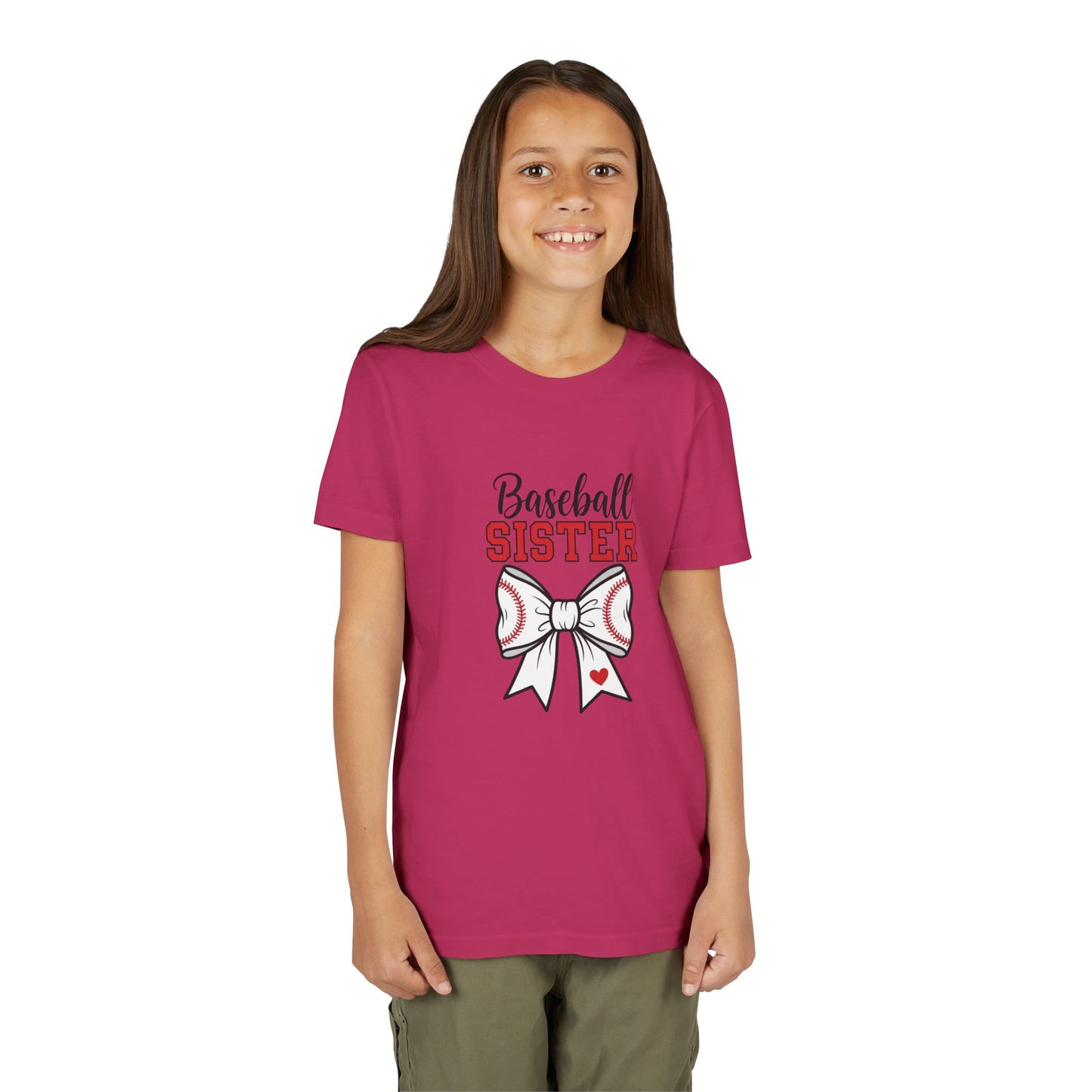 Baseball Sister Youth Short Sleeve Tee – Cute Kids Sports Shirt | Soft & Comfy Game Day Top for Young Fans