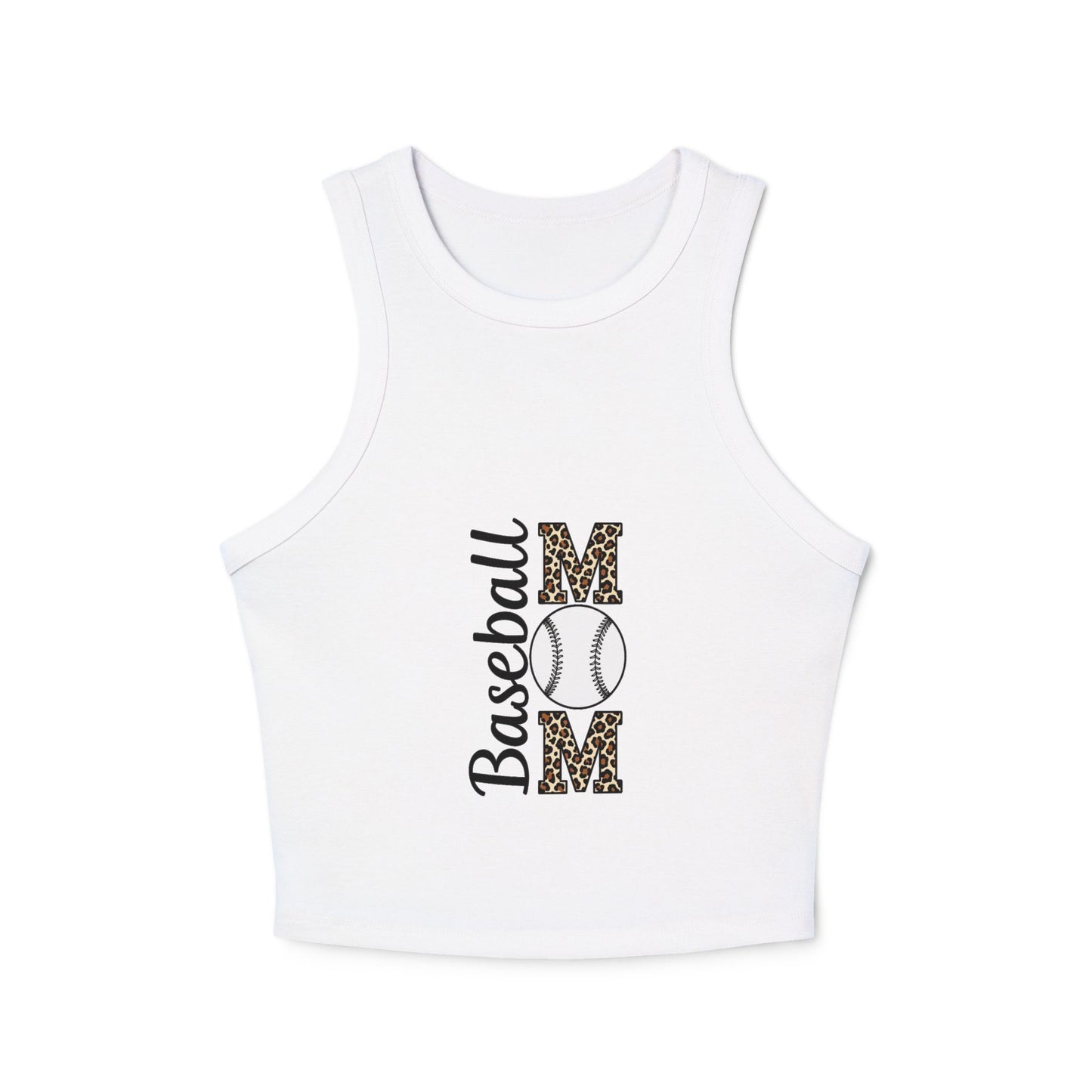 Baseball Mom Racer Tank – Micro Rib Fitted High Neck Top | Lightweight Game Day Shirt | Trendy Sports Mom Apparel