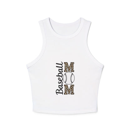 Baseball Mom Racer Tank – Micro Rib Fitted High Neck Top | Lightweight Game Day Shirt | Trendy Sports Mom Apparel