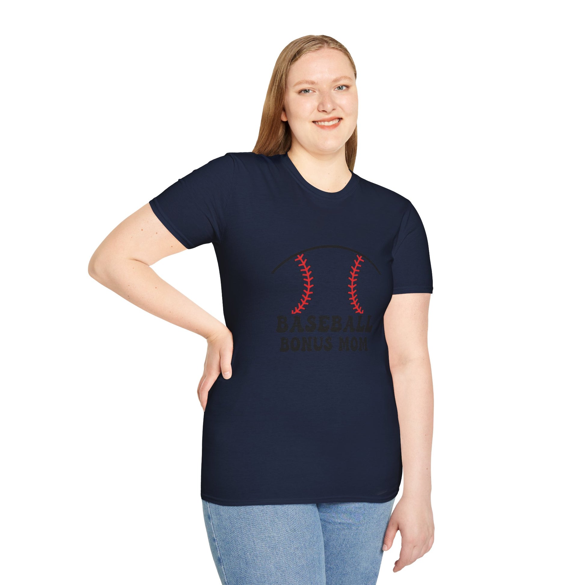 Baseball Bonus Mom Softstyle T-Shirt - The Sideline Tribe