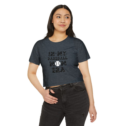 Baseball Mom Crop Top – In My Baseball Mom Era Festival Tee | Lightweight Scoop Neck Crop Shirt | Trendy Game Day Apparel